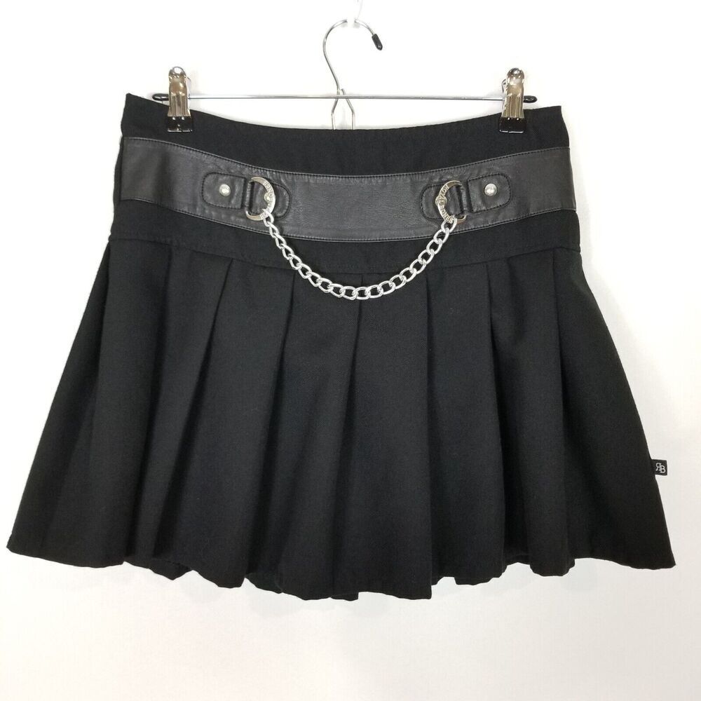 Royal Bones Mini Skirt Womens Sz M Daang Goodman Pleated‎ Chain Grunge Goth